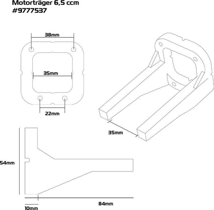 Image du produit Modellbau Lindinger support moteur plastique 6,5ccm