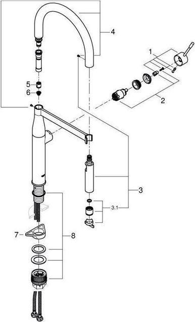 Productafbeelding Grohe Keukenmengkraan met flexibele uitloop Essence hard grafiet geborsteld 30294