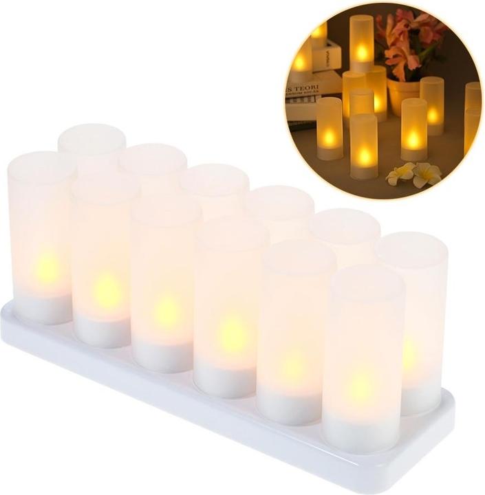 Produktbild Esmée LED Teelichter, 12er Set, Deko Kerzen, inkl. Ladestation, warmweiss (12 x)