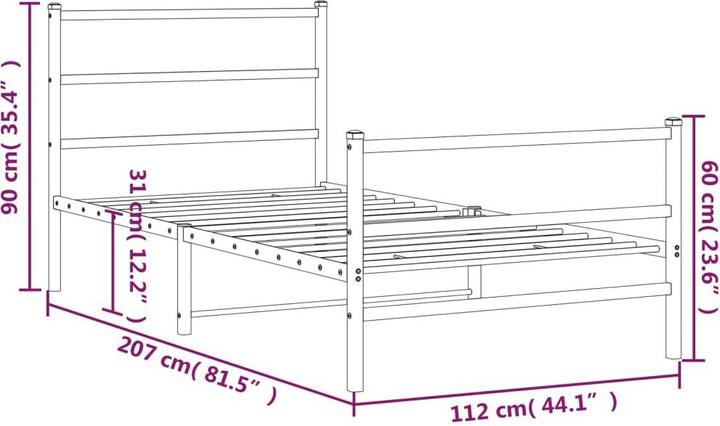 Image du produit vidaXL Bettgestell (107 x 203 cm)
