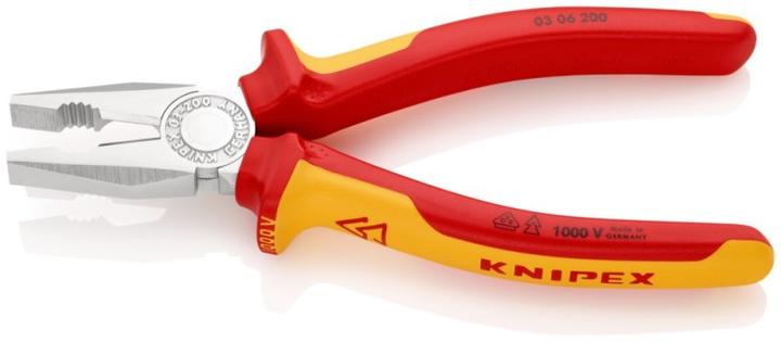 Produktbild Knipex Kombizange DIN ISO 5746 L.200mm VDE max. 16mm2 verchromt 2Komp.-Hüllen m.Abgleitschutz 1000V-isol... (200 mm)