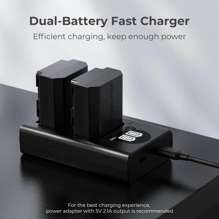 Produktbild K&F Concept FZ100 Digital Camera Dual Channel Type-C Charger with LCD Digital Display Screen (Kamera Akku Ladegerät)