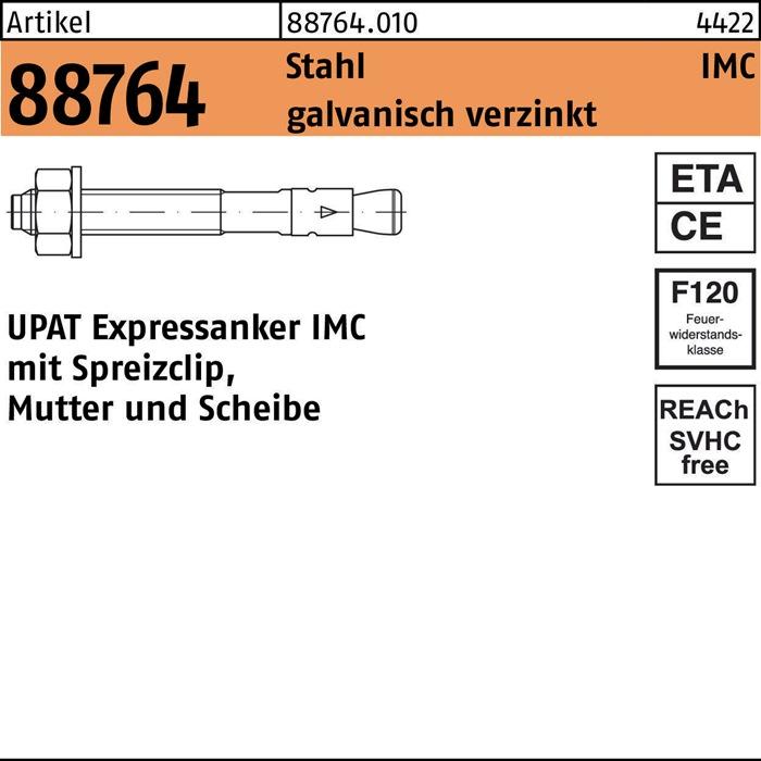 Productafbeelding Upat Express anker R 88764 IMC 10/ 20/ 96 Verzinkt staal (50 Pcs.)