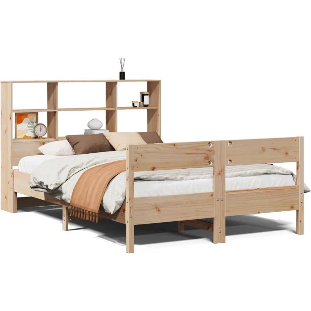 VidaXL, Bett, Bett mit Regal ohne Matratze Kiefer (140 x 190 cm)