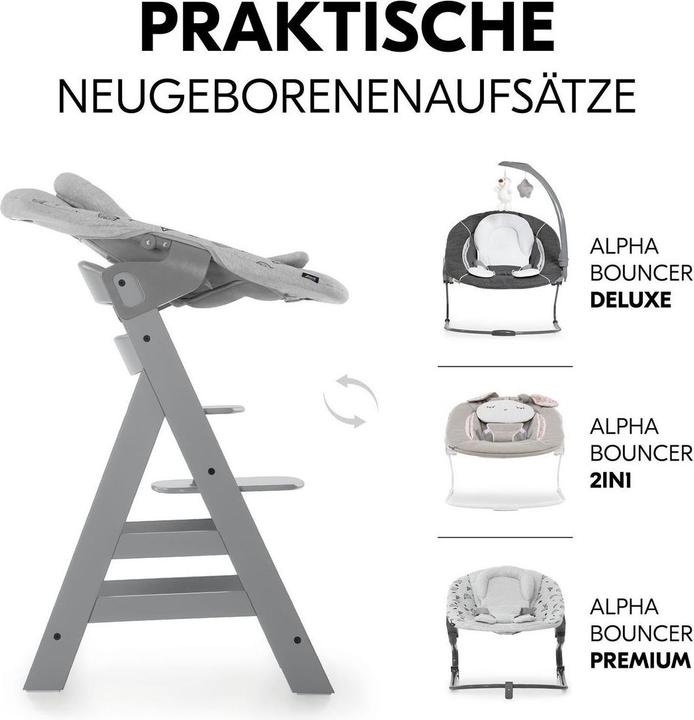 Produktbild Hauck Hochstühle Hochstuhl Alpha Plus Grey - im Sparset inkl. (Treppenhochstuhl)