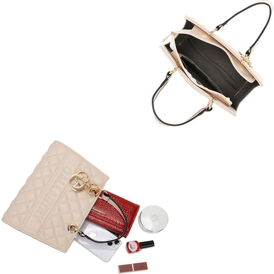 Thumbnail - Gallantry, Tasche, La Matelassé Shiny Handtasche aus Kunstleder, Beige