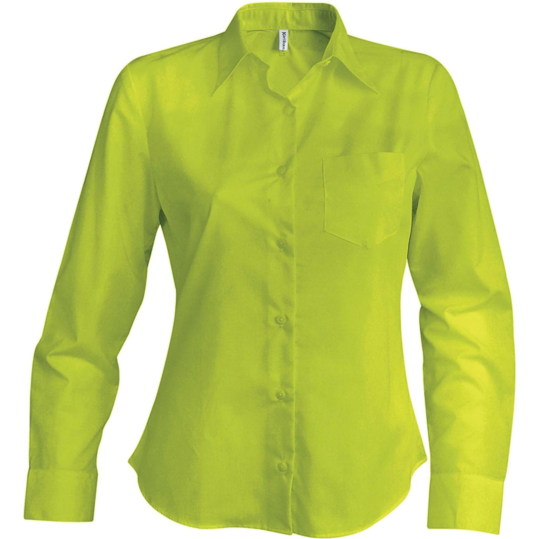 Kariban, Damen, Hemd, Damenbluse mit langen Ärmeln Jesica, Grün, (XL)
