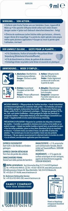 Nährwerte und Zutaten Dr. Beckmann Express (1 Waschgänge, Flüssigwaschmittel)
