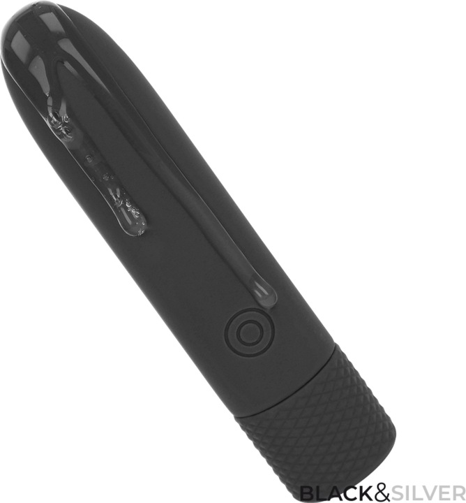 Actual product image Black&Silver Black & Silver - Geri USB Rechargeable Vibrating Bullet 8 Vibrations Black 10 X 2.2 cm