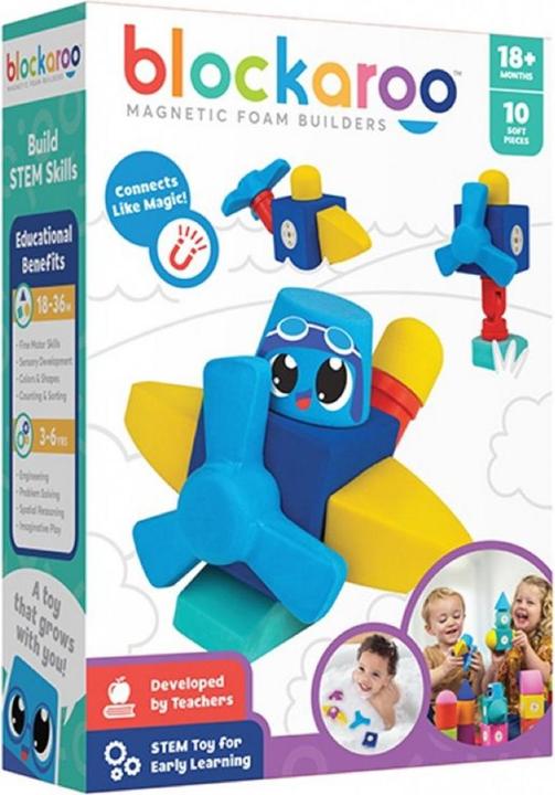 Blockaroo magnetic foam blocks airplane box