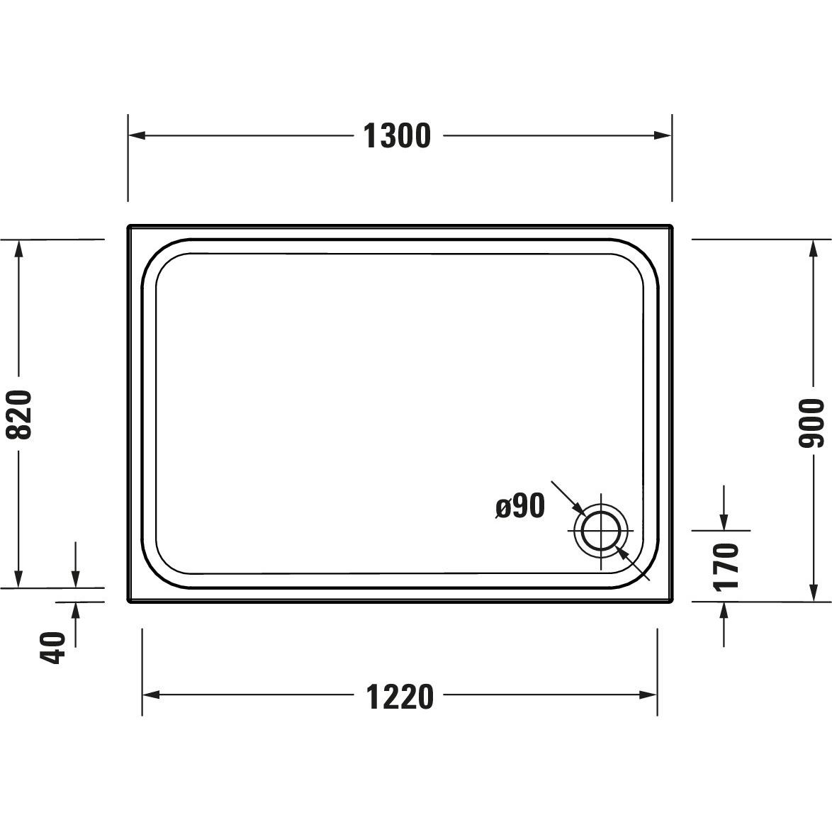 Thumbnail - Duravit, Duschwanne, Rechteck-Duschwanne D-CODE weiss 1300x900x85mm