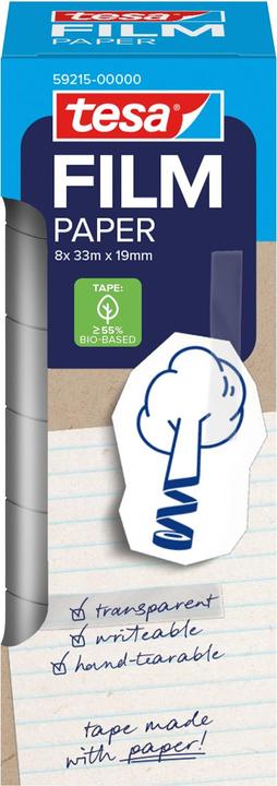 Produktbild tesa tesafilm Papier Klebeband 33m 19mm 8 Rollen Turm (19 mm)