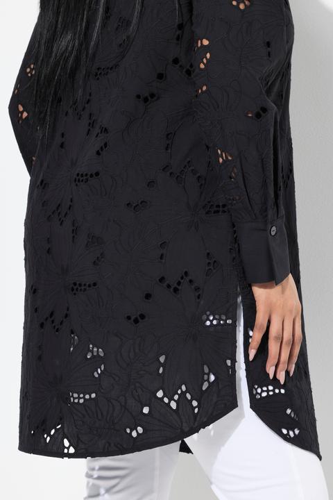 Produktbild Ulla Popken Longbluse, Lochspitze, Hemdkragen, Langarm (42, 44)