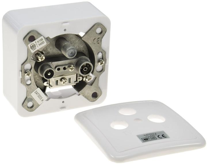 Goobay Komplettset: 3-Loch Antennen-Stich-/Enddose (Antennendose)