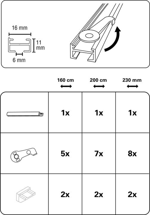 Valeurs nutritives et ingrédients Gardinia Kit de rails à rideaux en aluminium 1 rail Lucy