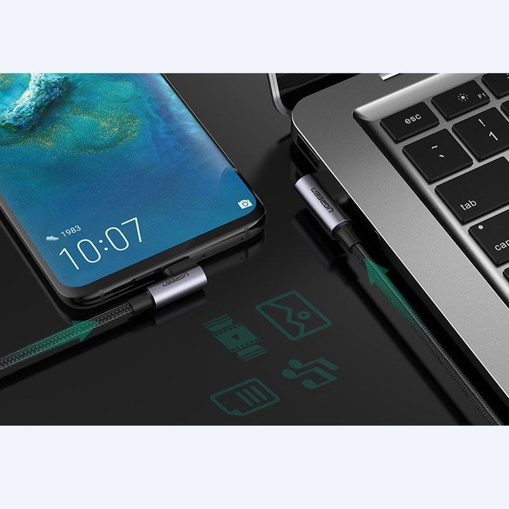 Image du produit Ugreen Câble de recharge rapide USB C à angle droit (0.50 m, USB 2.0)