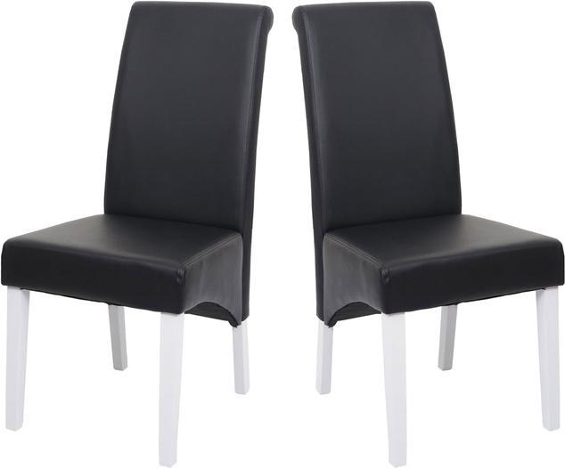 Immagine prodotto Swisshandel24 2x Sedia da pranzo Poltrona Sedia M37 - Pelle, Nero, Piedi bianchi
