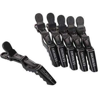 Lussoni Schwarz Haarklammer + Haarclips, Krokodil Clips (6 Stk.)