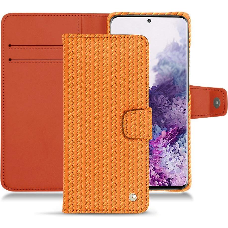 Noreve Lederschutzhülle Wallet (Samsung Galaxy S20), Smartphone Hülle, Orange