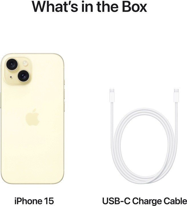 Productafbeelding Apple iPhone 15 (512 GB, Geel, 6.10", SIM + eSIM, 48 Mpx, 5G)