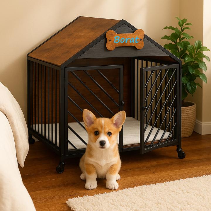 Actual product image Relaxdays Hundekäfig für Zuhause mit Rollen (Dog kennel)