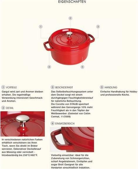Produktbild Staub Cocotte (24 cm, Bräter + Schmortopf, Gusseisen)