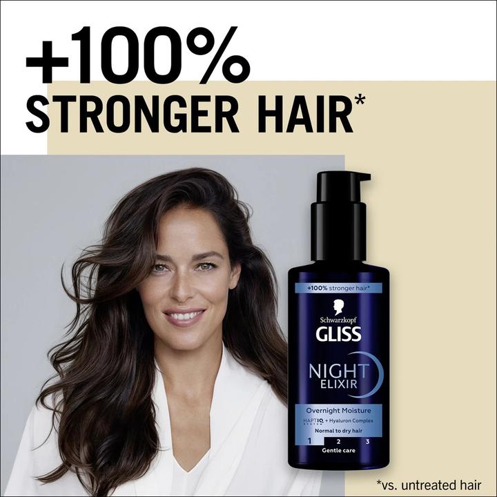 Produktbild Schwarzkopf Gliss Night Elixir Moisture Moisturizing No-Rinse Night Treatment For Normal And Dry Hair 100Ml (100 ml)
