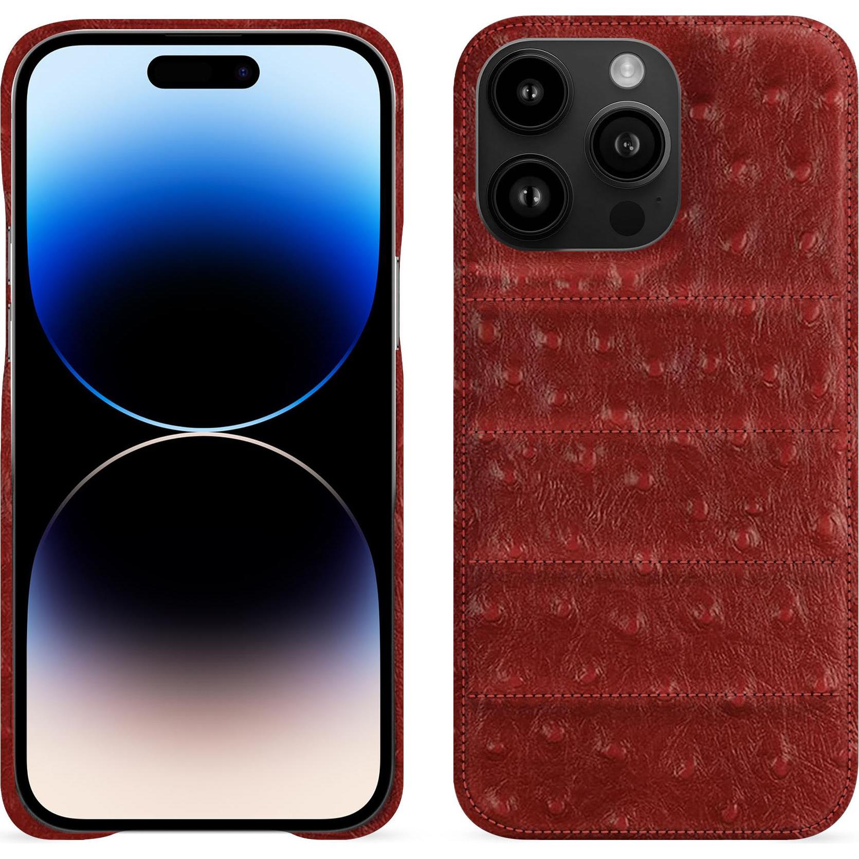 Noreve Lederschutzhülle (Apple iPhone 15 Pro Max), Smartphone Hülle, Rot
