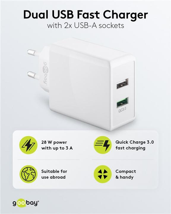 Produktbild Goobay Dual USB-A Schnellladegerät (28 W)