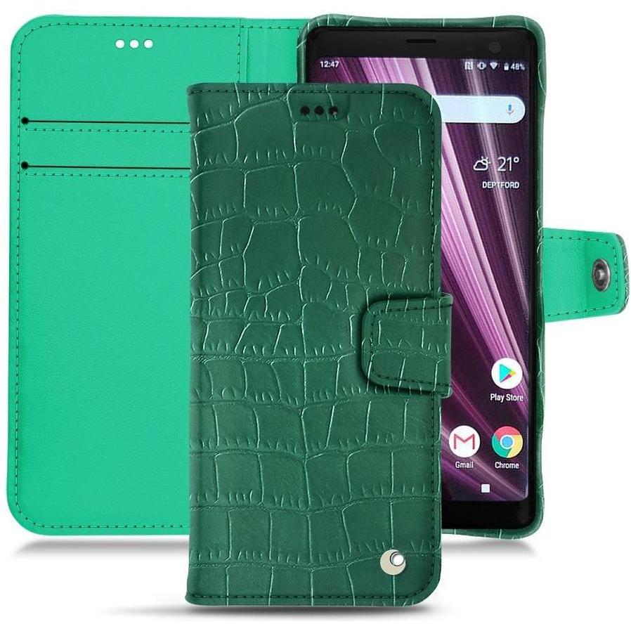 Noreve Lederschutzhülle Wallet (Sony Xperia XZ3), Smartphone Hülle, Grün