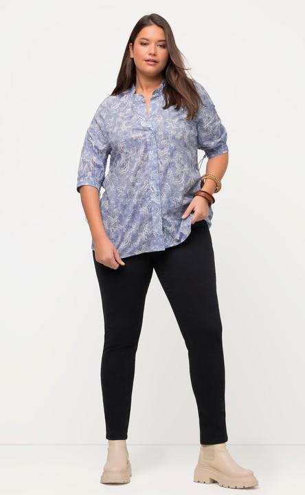 Immagine prodotto Ulla Popken Blusa dal taglio svasato in cotone biologico con scollo a girocollo e maniche a 3/4 (46, 48)