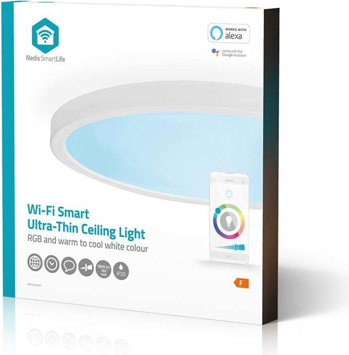 Image du produit Nedis SmartLife Plafonnier | Rond | 29 x 29 cm | Blanc chaud à blanc froid | Pleine couleur (RGB) | 1800 (1800 lm, E27)