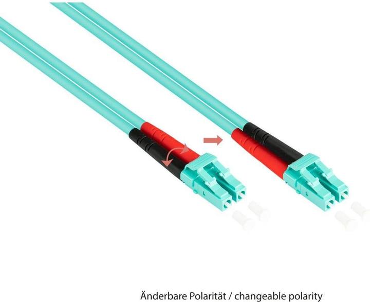 Produktbild Varia Patchkabel LWL Duplex OM3 (Multimode, 50125) LCLC, LSZH, austauschb. Pol., 0,5m (0.50 m)