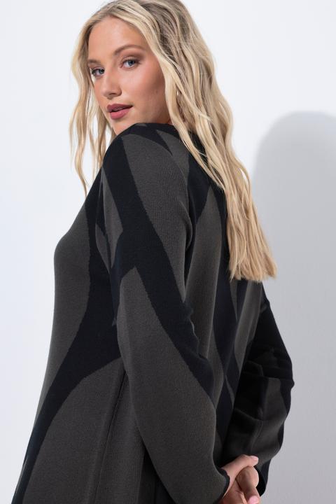 Image du produit Ulla Popken Robe en maille à encolure bateau, manches longues et motif graphique (60)