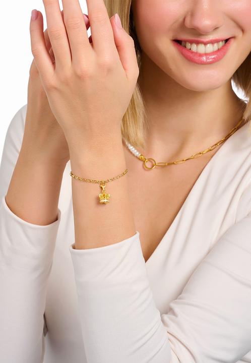 Immagine prodotto Thomas Sabo Ciondolo a forma di corona LONDON con pietre bianche placcate oro (Argento 925)