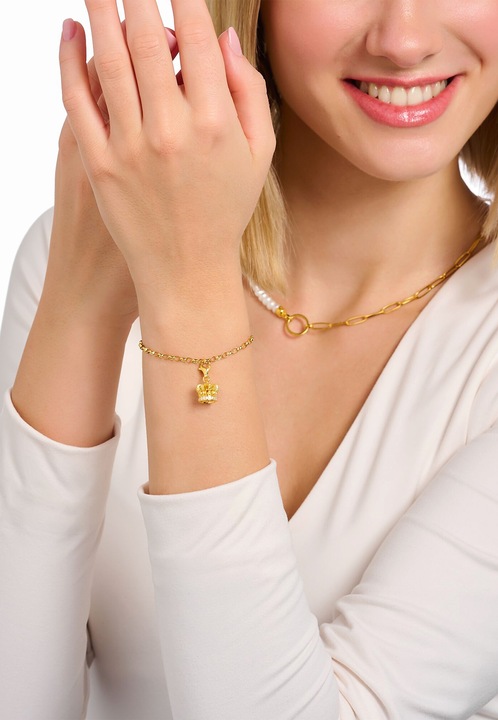Produktbild Thomas Sabo Charm-Anhänger LONDON Krone mit weissen Steinen vergoldet (925er Silber)