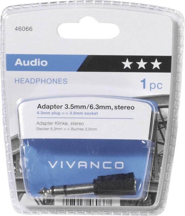 Actual product image Vivanco Audioadapter, 6.3mm Klinkenst.- 3.5mm Klinkenbuchse (Jack adapter)