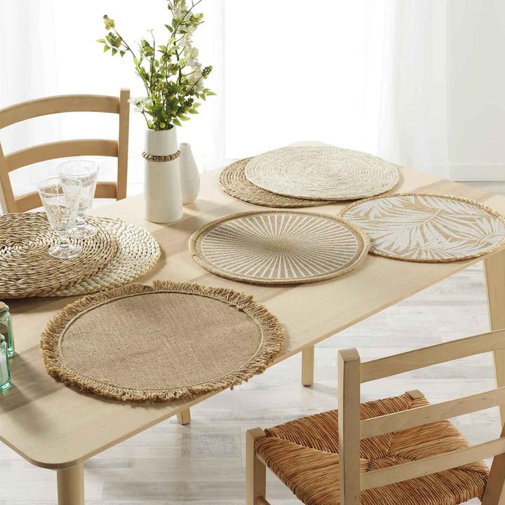 Produktbild Casativo Tischset Jute Blattmuster, 2er Set (2 Stk.)