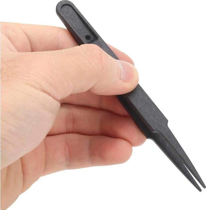Actual product image PowerGuard ESD plastic precision tweezers rounded flat