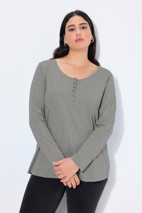 Produktbild Ulla Popken Basic Shirt, Knopfleiste, regular, Langarm (54)