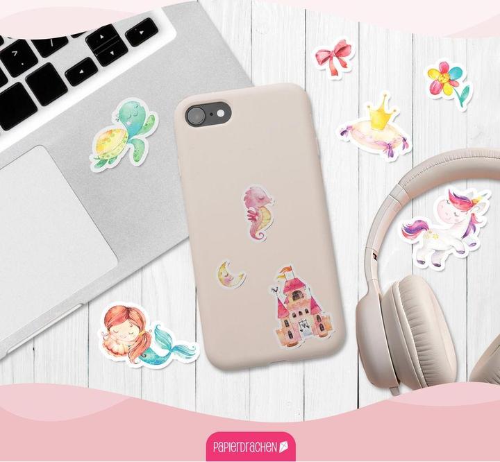 Produktbild Papierdrachen Stickerblock Einhorn, Prinzessin & Meerjungfrau (100 Sticker)