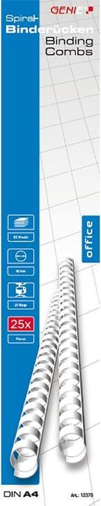 Genie 12379 Plastic binding spines (DIN A4 size suitable for all binding devices 10 mm) 10 pieces white