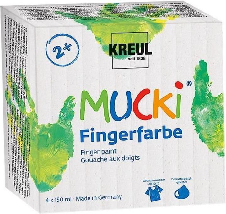 Kreul Fingerfarben (Gelb, Grün, Blau, Rot, 600 ml)