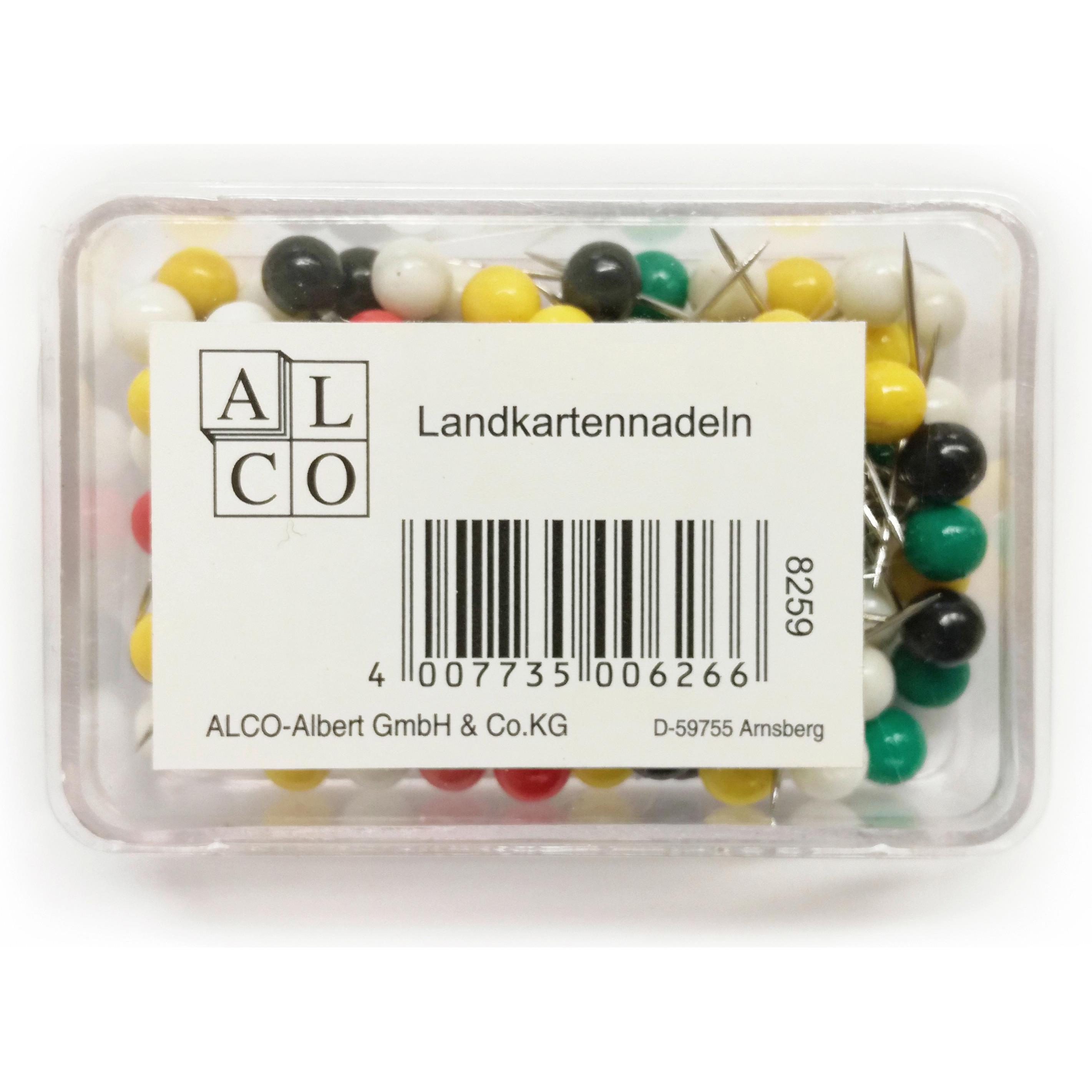 15x Alco, Nägel, Landkartennadeln farbig assortiert (20 Stück, 16 mm)