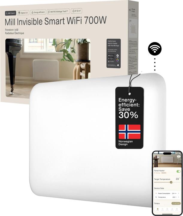 Actual product image Mill Invisible Smart WiFi PanelHeater (700 W)