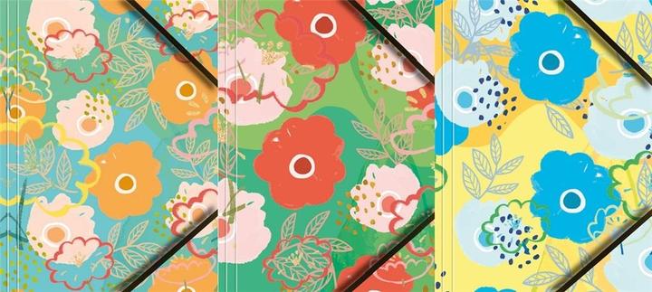 Produktbild Tetis A4-Kartonmappe mit Eckgummiband Blumen (6 Stück) (A4, 6x)