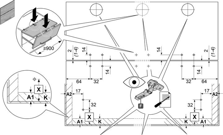 Actual product image Peka Metall Center hinges