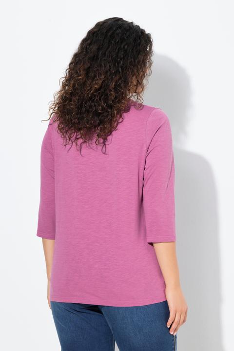 Image du produit Ulla Popken T-shirt à col rond et manches 3/4, coupe Classic, strass (46, 48)