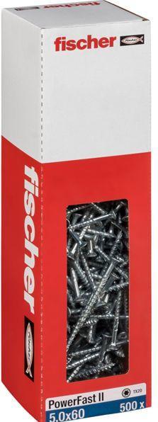 Produktbild Fischer PowerFast II 5,0x60 SK TX TG blvz 500 (500 Schrauben pro Stück)