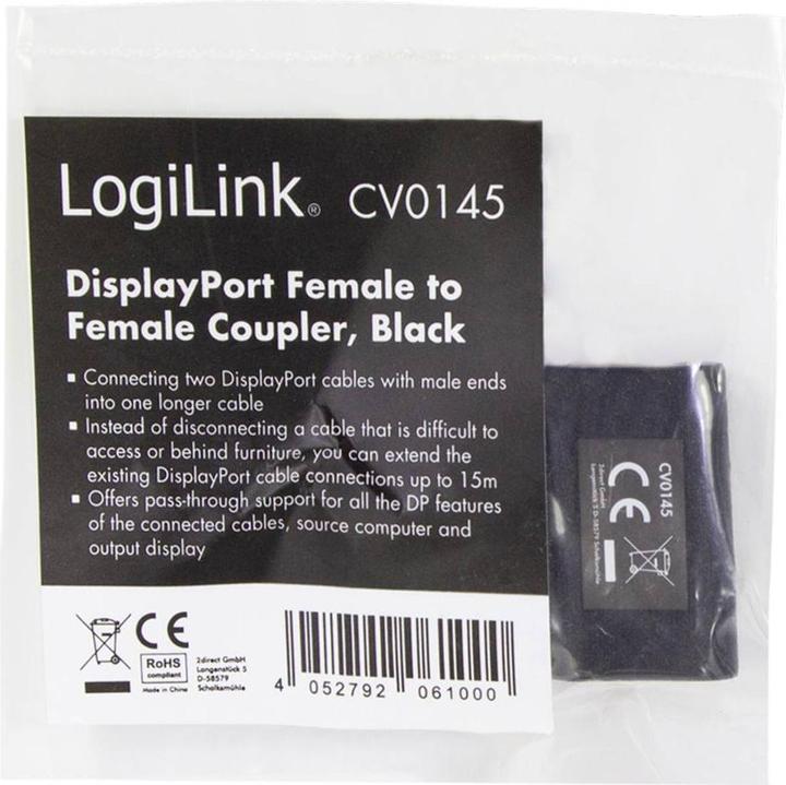 Produktbild LogiLink DisplayPort Adapter, DP Kupplung (4.08 cm)